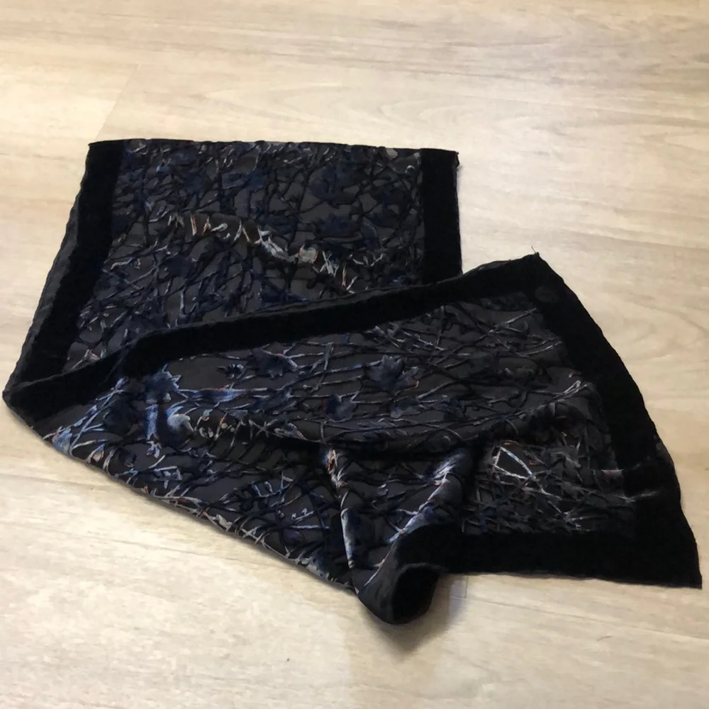 Cocoon House Black Velvet Patterned Scarf